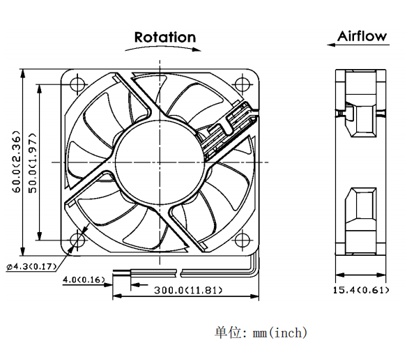 轴流风扇JC6015B12H-01产品尺寸图