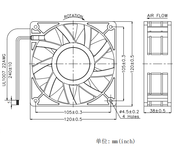 轴流风扇JC4010B24H-02产品尺寸图