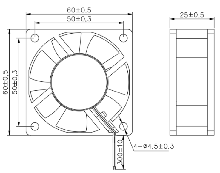 健策軸流風扇JE6025B220H-A20220302001產品尺寸圖：