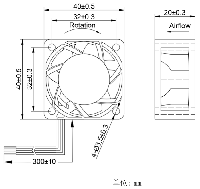 健策轴流风扇JC4020B05H-02产品尺寸图