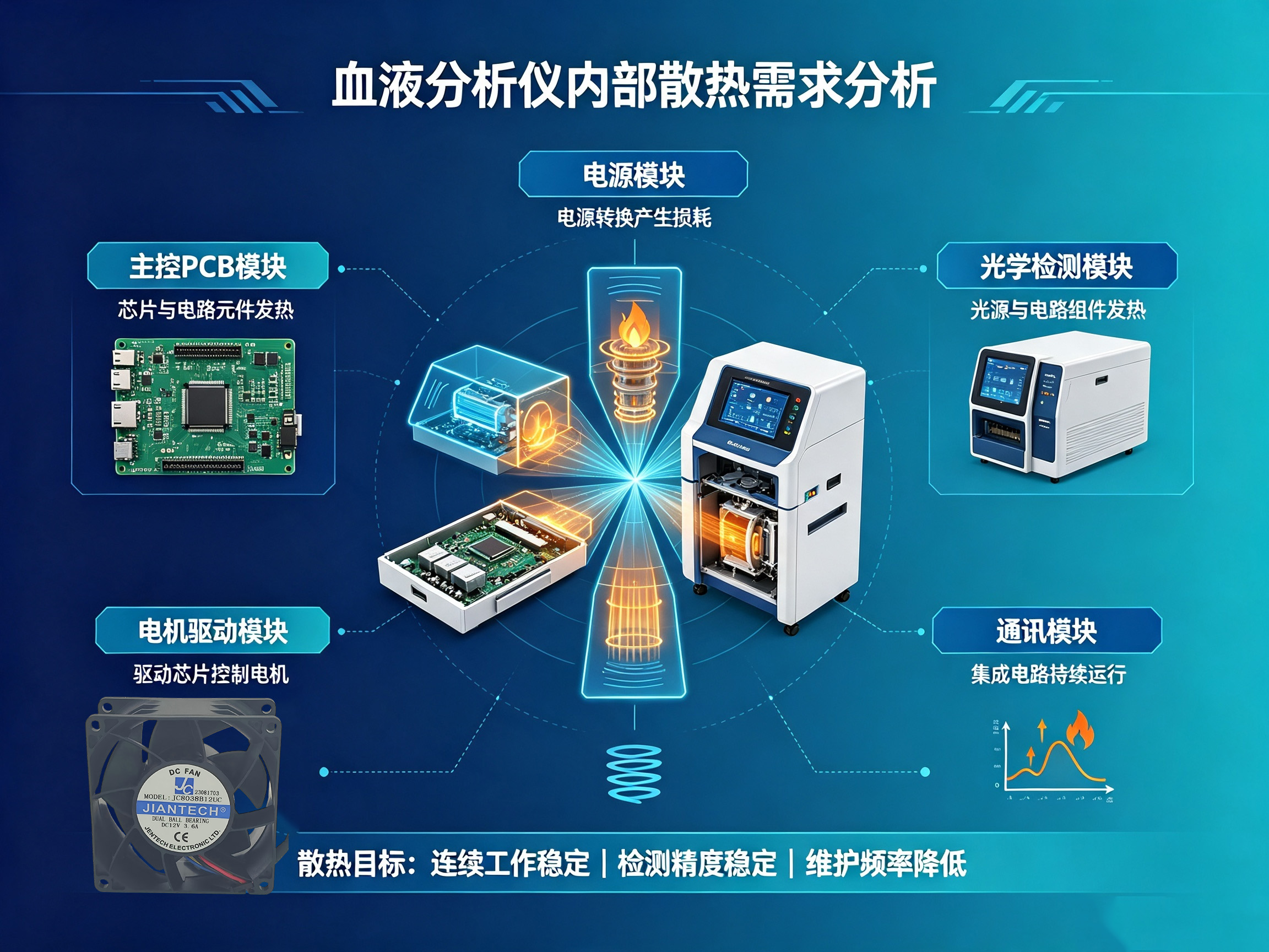 血液分析仪内部用什么散热风扇?DC直流风扇选型指南|健策JENTECH医疗设备散热方案02